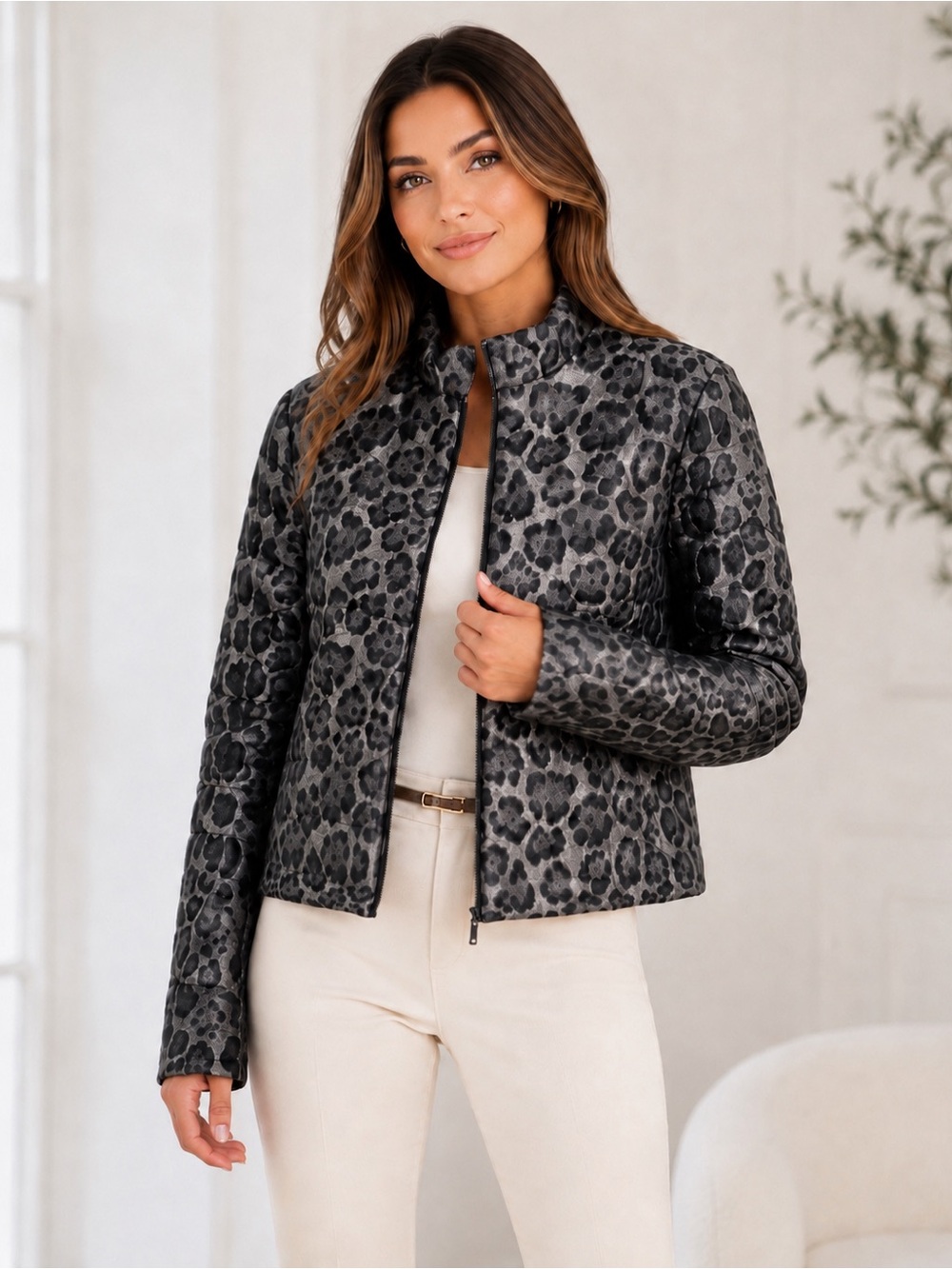 Armani Collezioni Leopard Print Down Jacket IT 40 | US 4 NWT